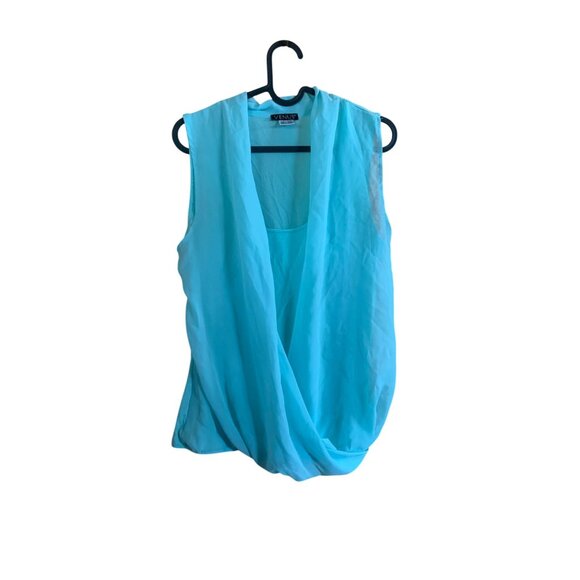 Sleeveless Venus Womens Draped Light Blue Top Size L Polyester Casual - Picture 1 of 9